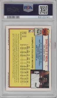 Shaquille O'Neal from the 1992-93 Topps set graded by PSA and given an overall grade of 9.