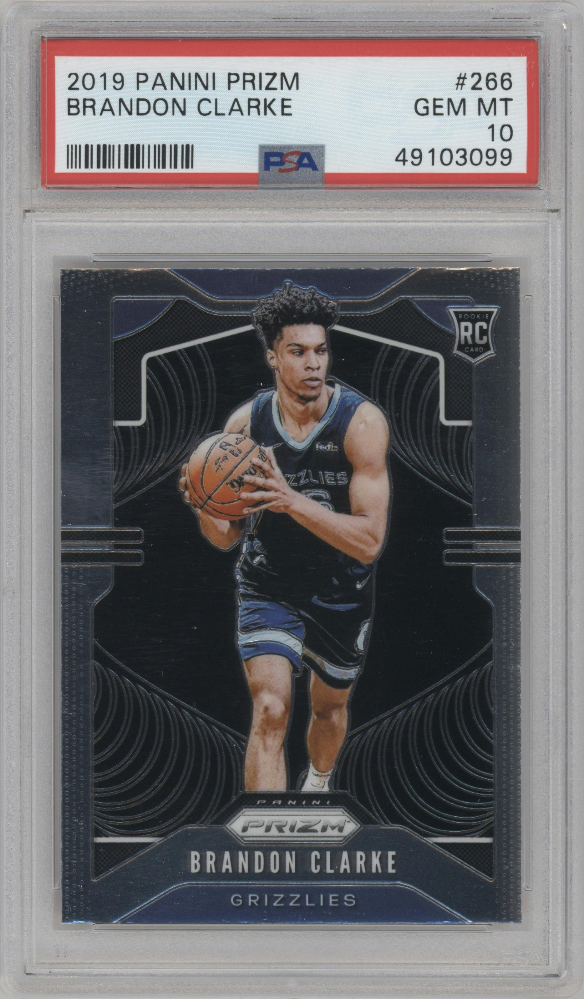Brandon Clarke from the 2019-20 Panini Prizm set graded by PSA and given an overall grade of 10.