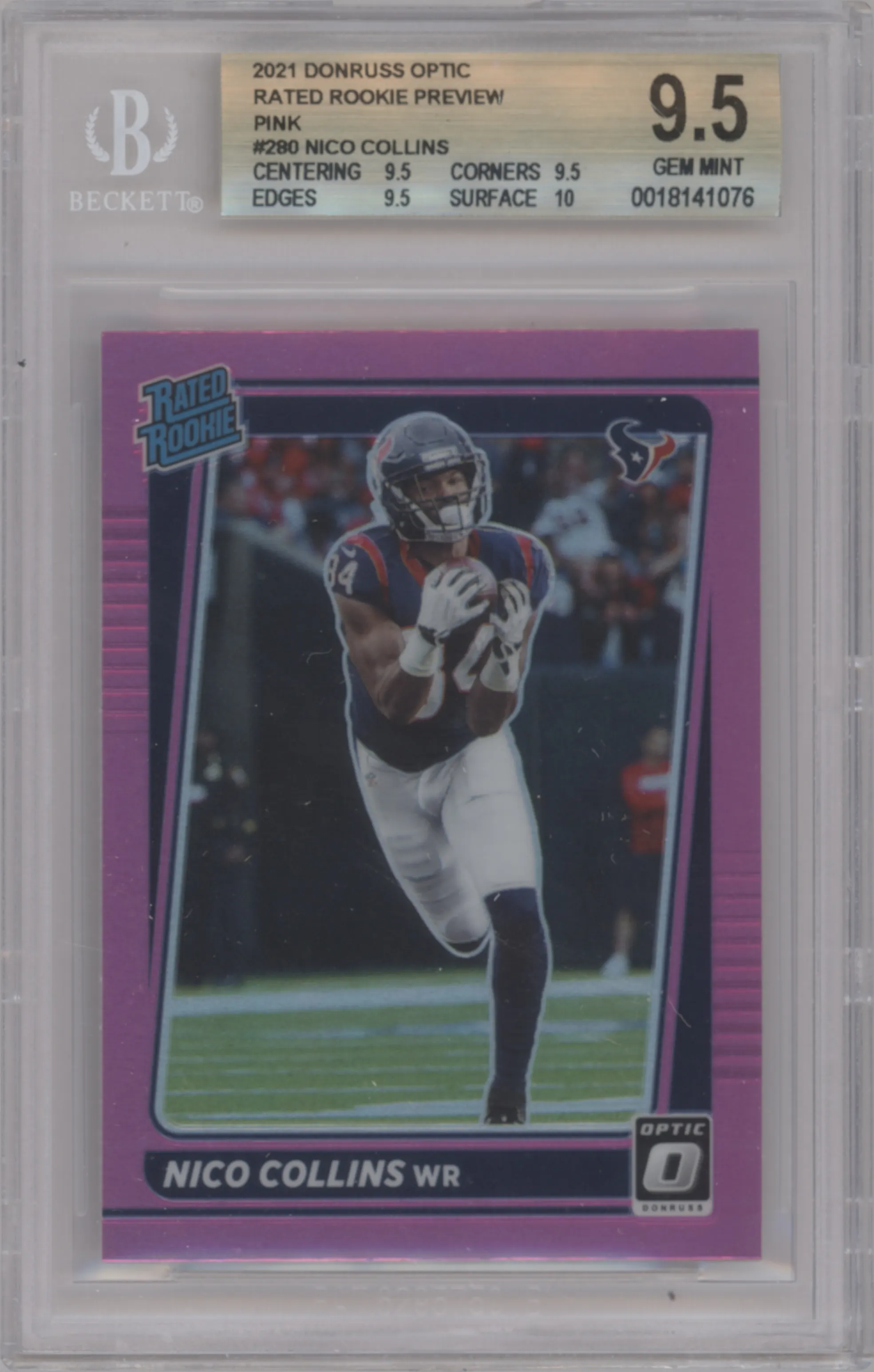 2021 Panini Donruss RR Optic Prev. Nico Collins Pink #P-280 BGS 9.5
