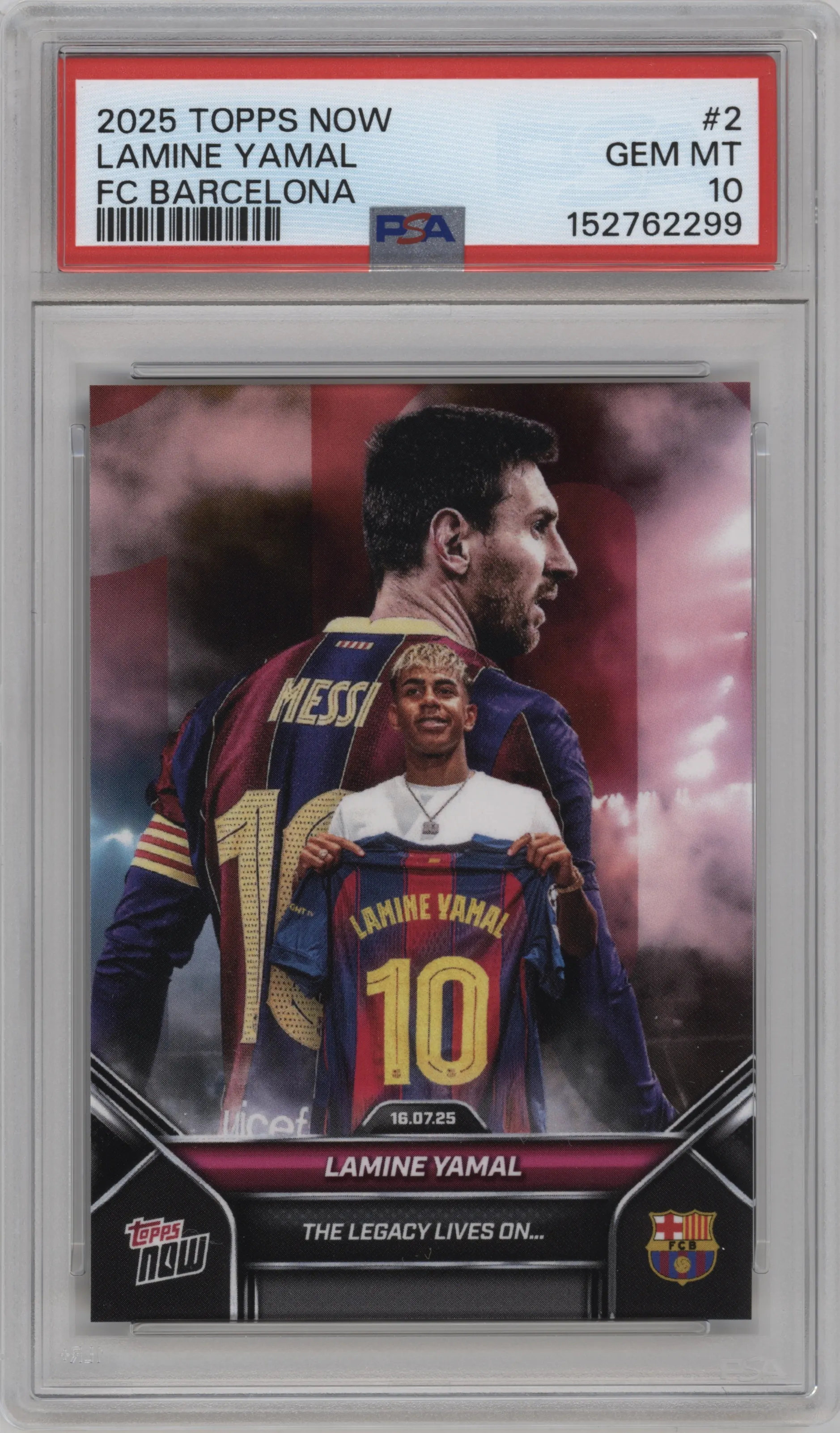 2025 Topps Now FC Barcelona Lamine Yamal #002 PSA 10