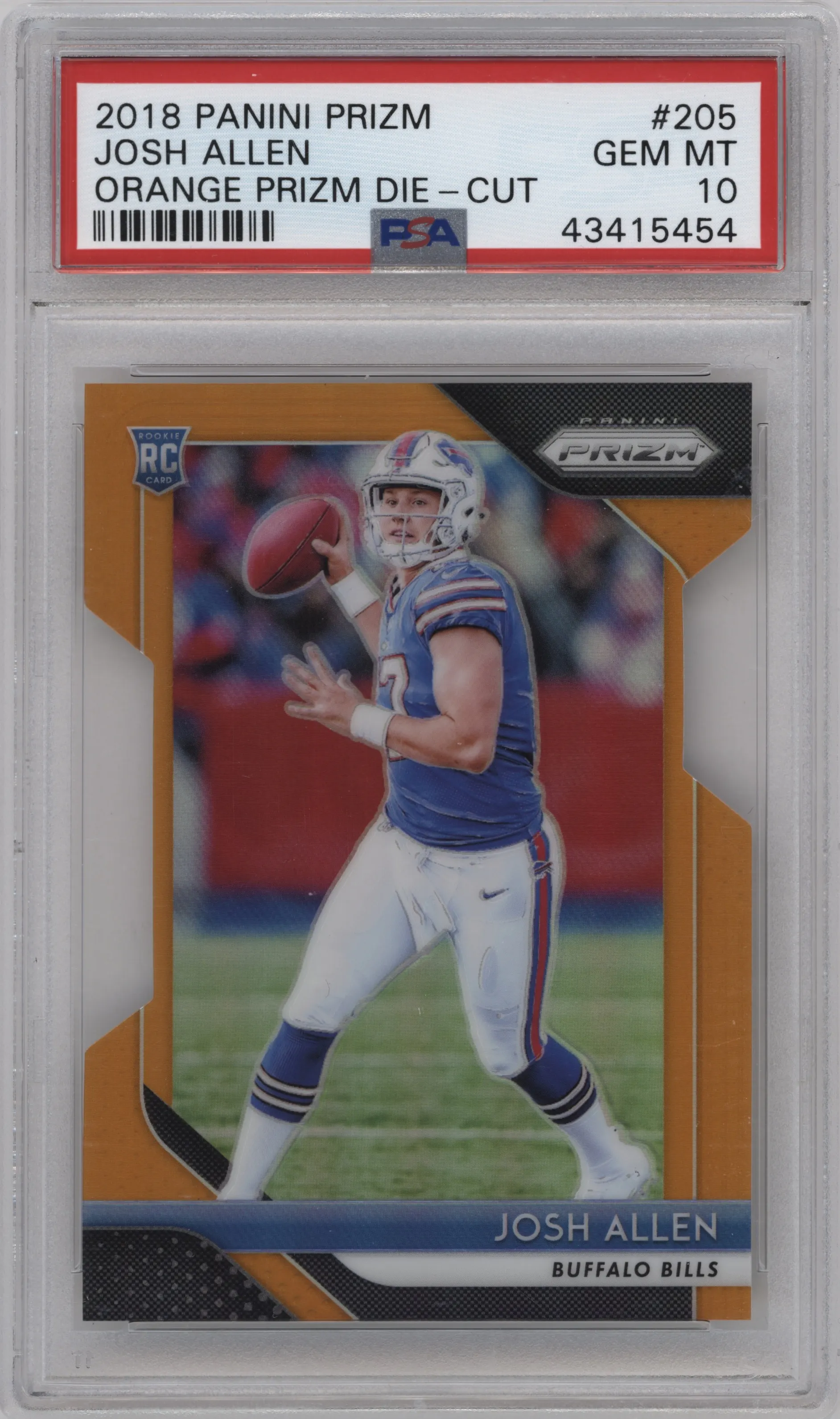 2018 Panini Prizm Josh Allen Die-Cut Orange #205 PSA 10