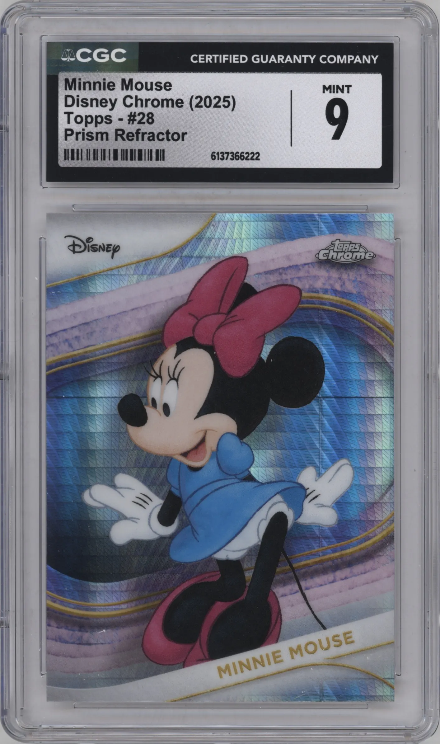 2025 Topps Chrome Disney Minnie Mouse Prism Refractor #28 CGC 9