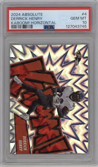 Derrick Henry from the 2024 Panini Absolute set graded by PSA and given an overall grade of 10.