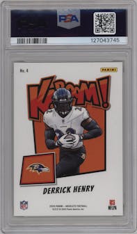 Derrick Henry from the 2024 Panini Absolute set graded by PSA and given an overall grade of 10.