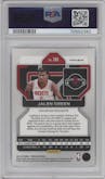Jalen Green from the 2021-22 Panini Prizm  set featuring a Green Prizm parallel graded by PSA and given an overall grade of 9.