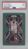Jalen Green from the 2021-22 Panini Prizm  set featuring a Green Prizm parallel graded by PSA and given an overall grade of 9.