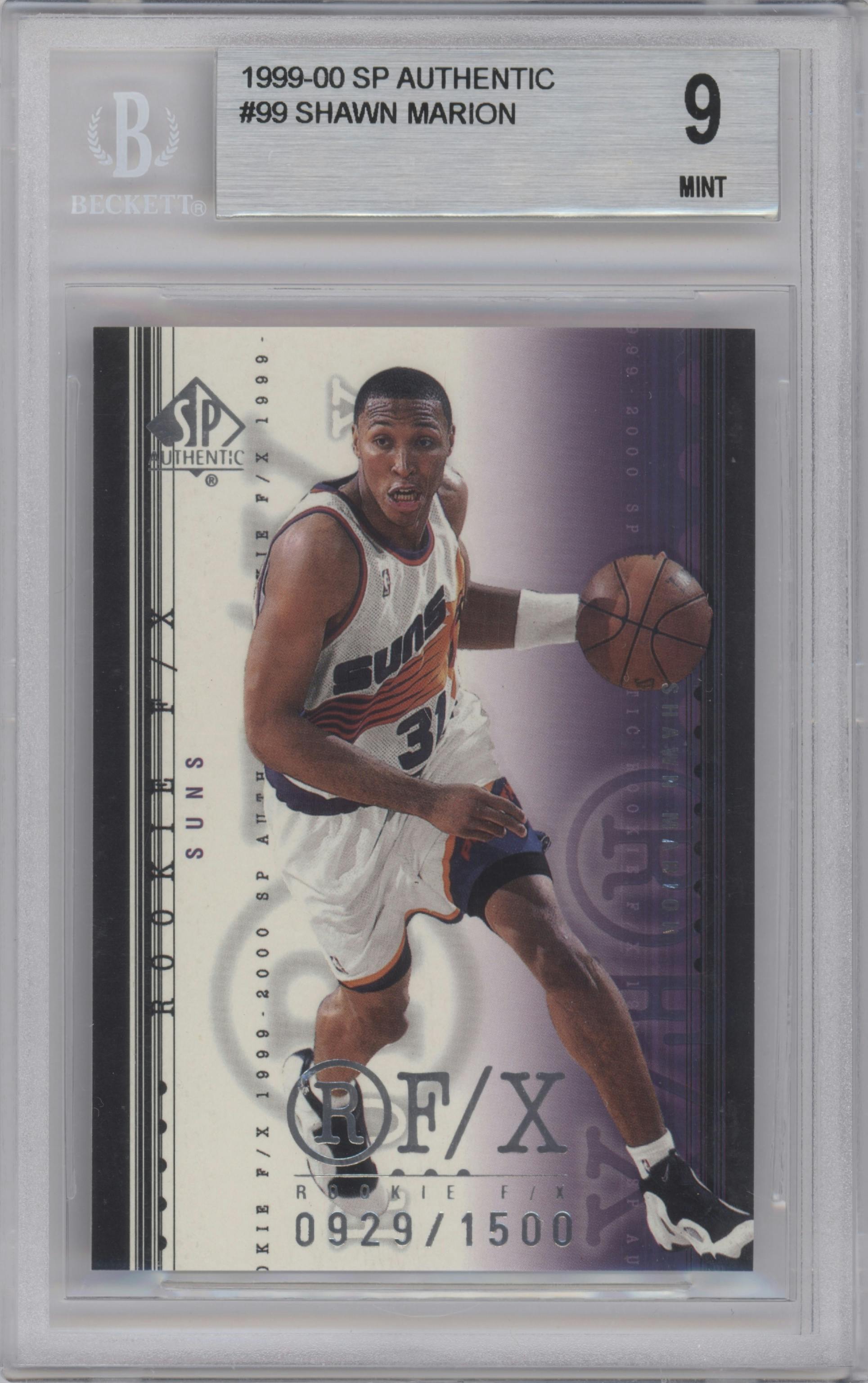 Shawn Marion from the 1999-00 SP Authentic set graded by Beckett and given an overall grade of 9.