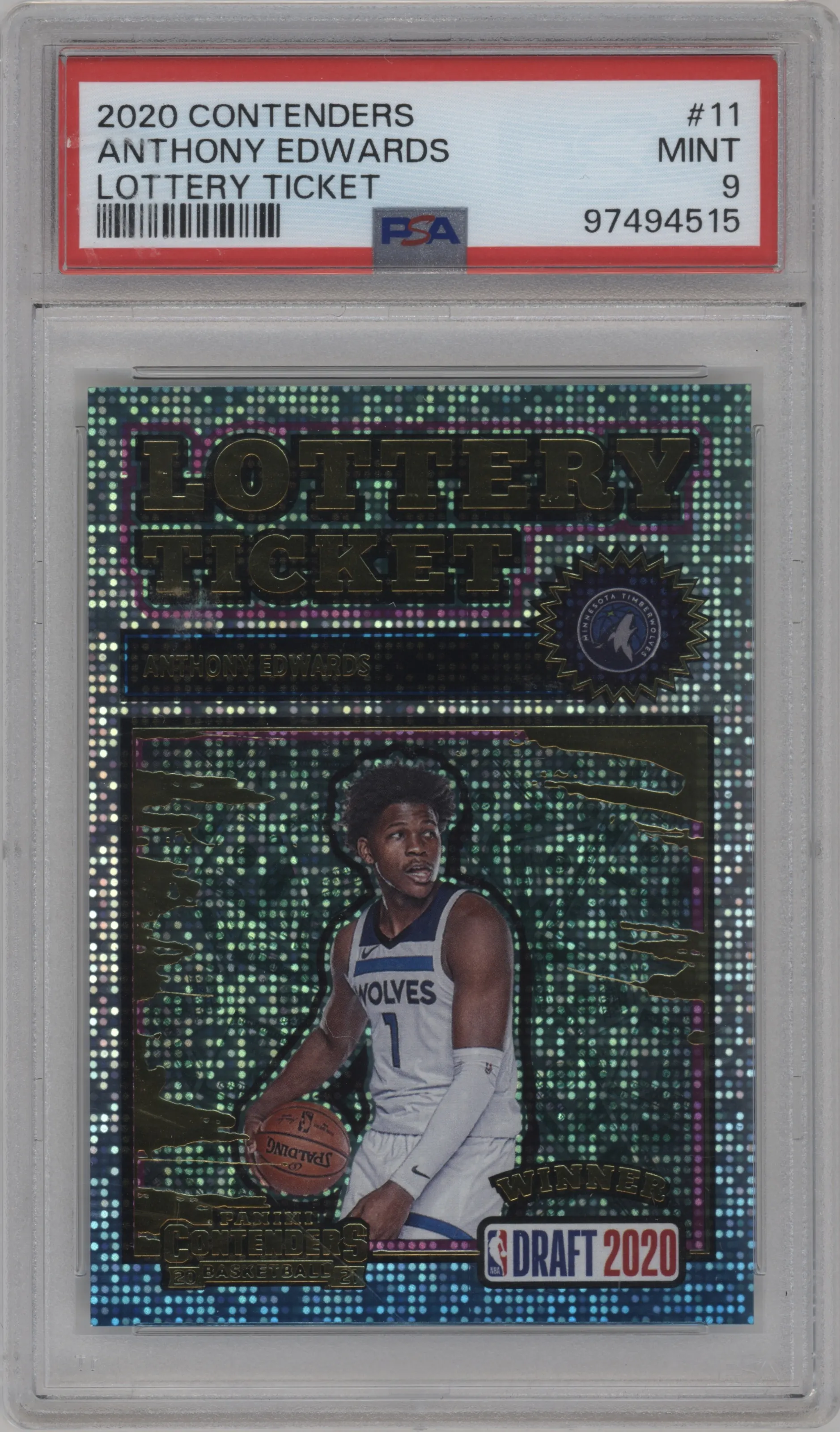 2020 Panini Contenders Lottery Ticket Anthony Edwards PSA 9