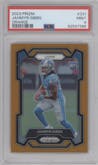 Jahmyr Gibbs from the 2023 Panini Prizm set featuring a Orange Prizm parallel graded by PSA and given an overall grade of 9.