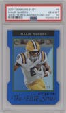 Malik Nabers from the 2024 Panini Donruss Elite set featuring a Die-Cut Aspirations parallel graded by PSA and given an overall grade of 10.