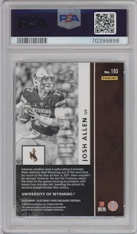 Josh Allen from the 2018 Panini Elite Draft Picks Collegiate set graded by PSA and given an overall grade of 10.