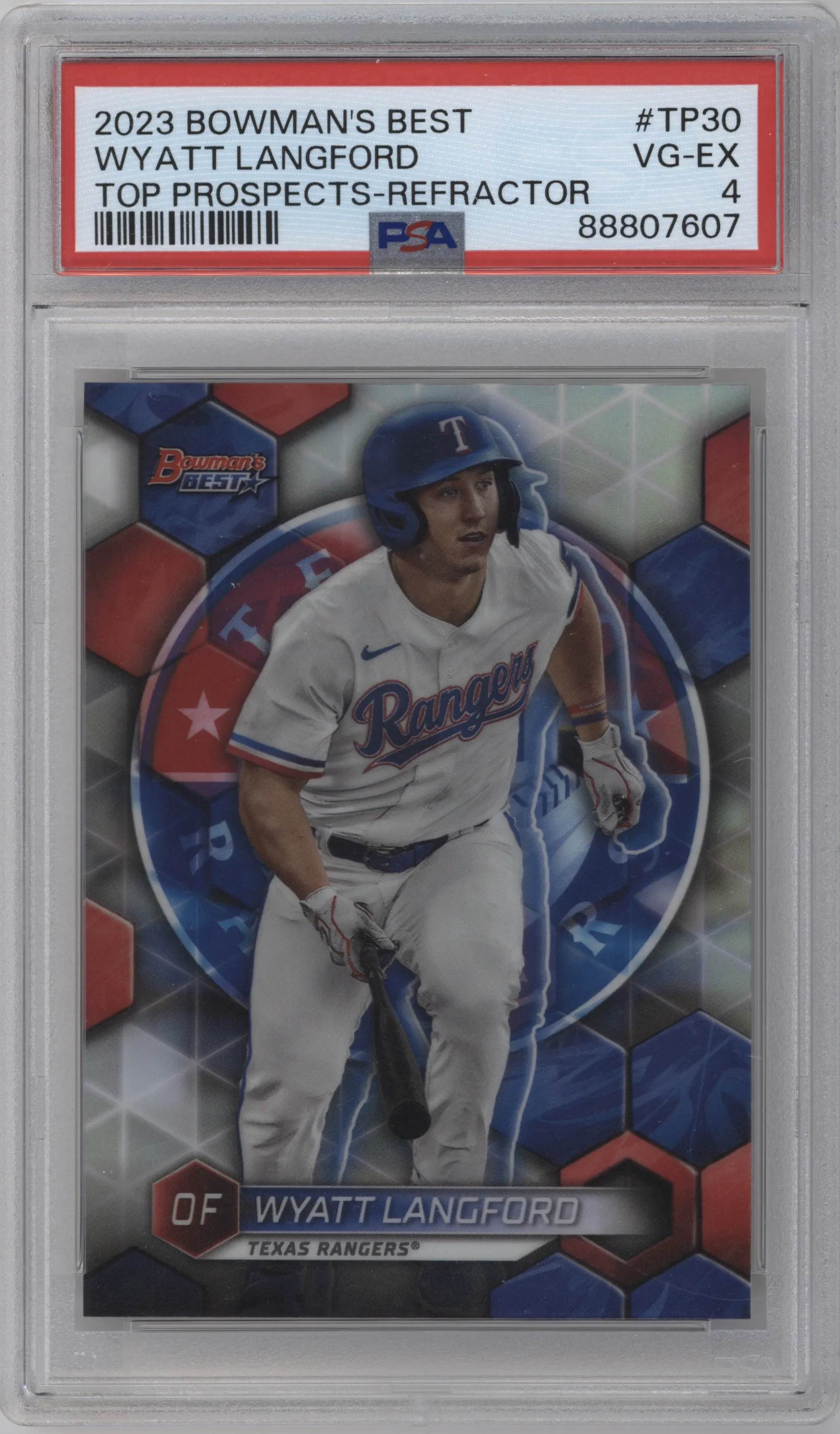 2023 Bowman's Best Top Prospect Wyatt Langford Refractor #TP-30 PSA 4