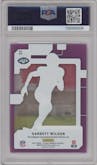 Garrett Wilson from the 2022 Clearly Donruss set featuring a Purple  parallel graded by PSA and given an overall grade of 10.