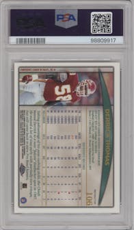 Derrick Thomas from the 1998 Topps Chrome set featuring a Refractor parallel graded by PSA and given an overall grade of 10.