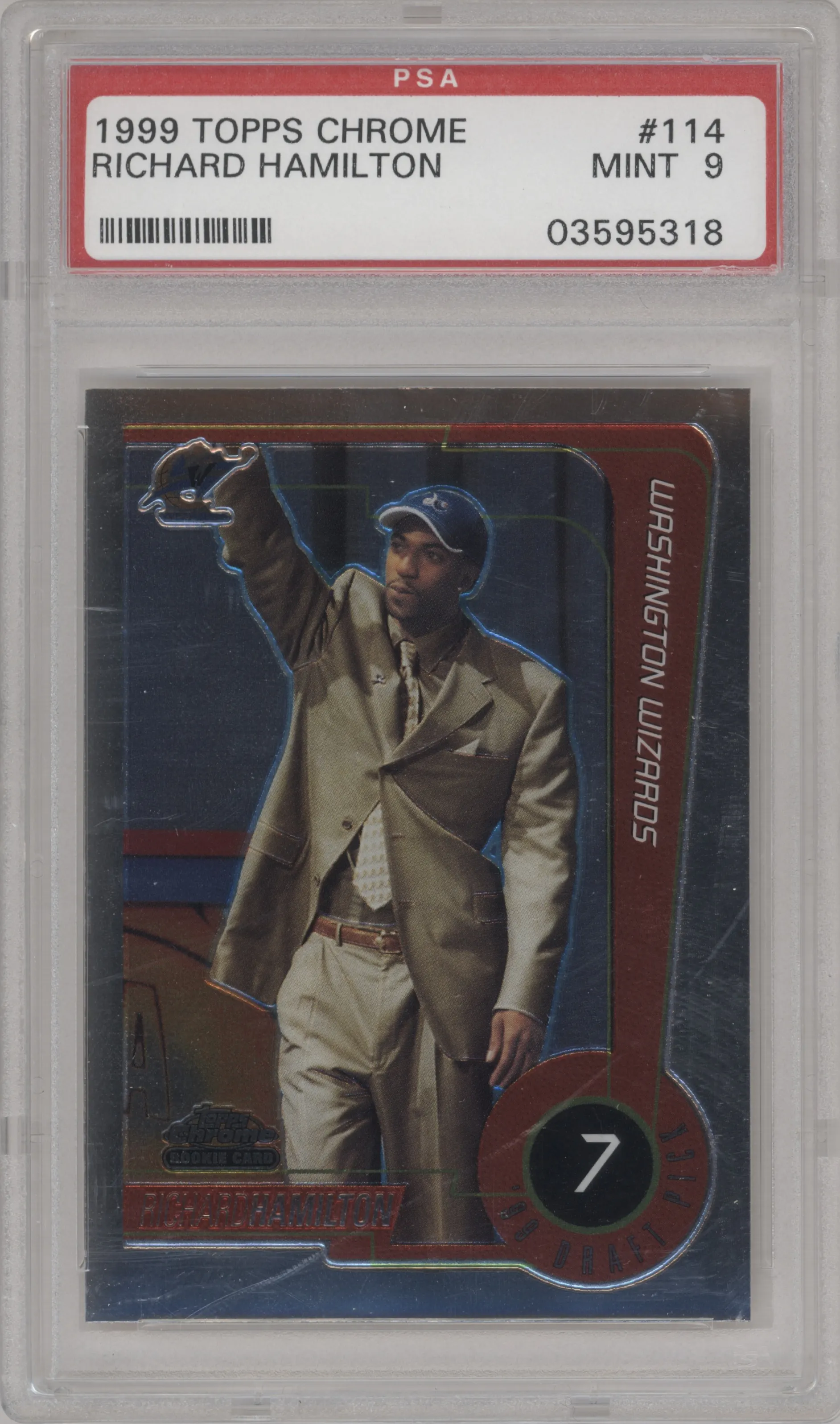 Richard Hamilton  from the 1999-00 Topps Chrome set graded by PSA and given an overall grade of 9.