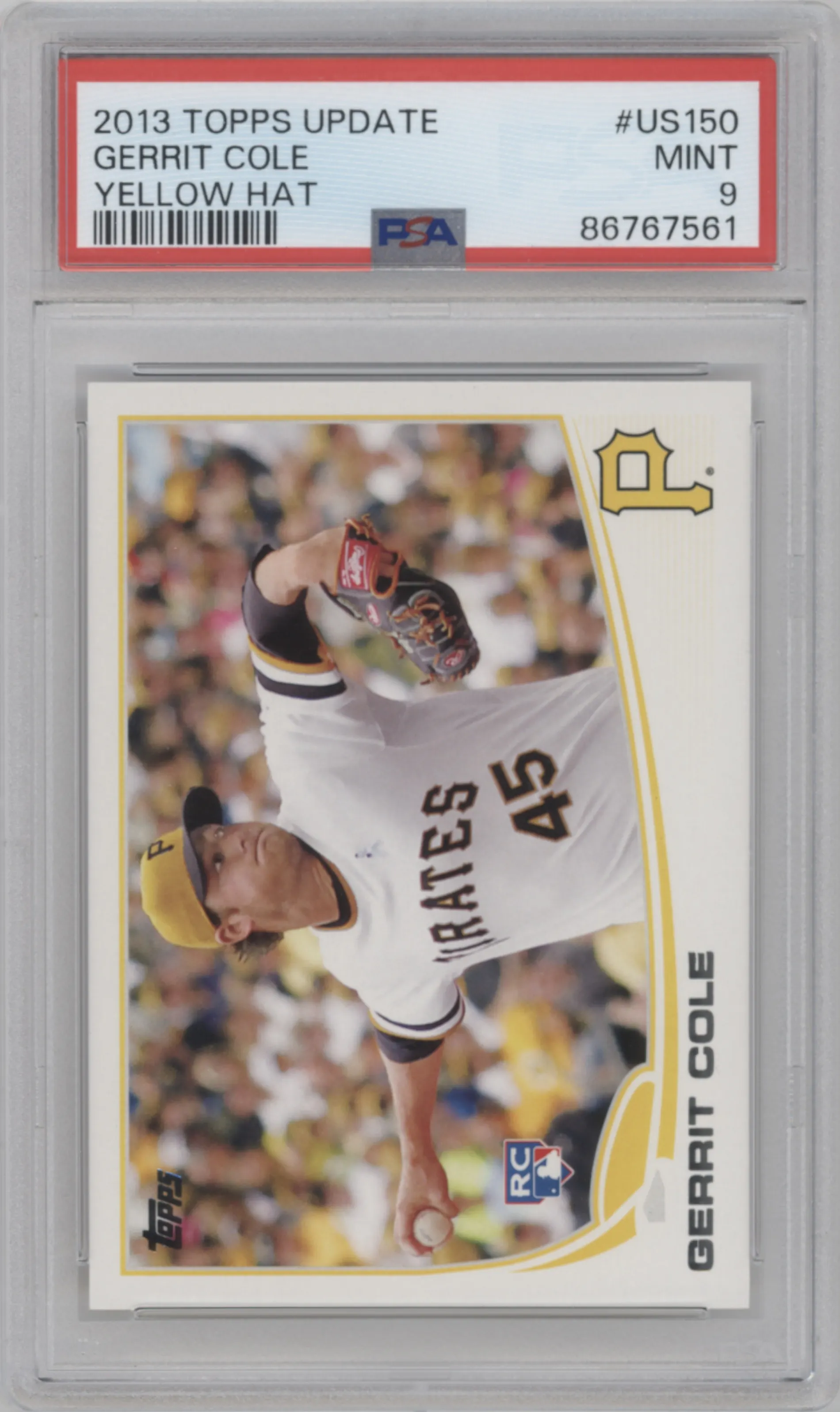 Gerrit Cole from the 2013 Topps Update set graded by PSA and given an overall grade of 9.
