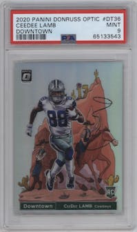 CeeDee Lamb from the 2020 Panini Donruss Optic set graded by PSA and given an overall grade of 9.