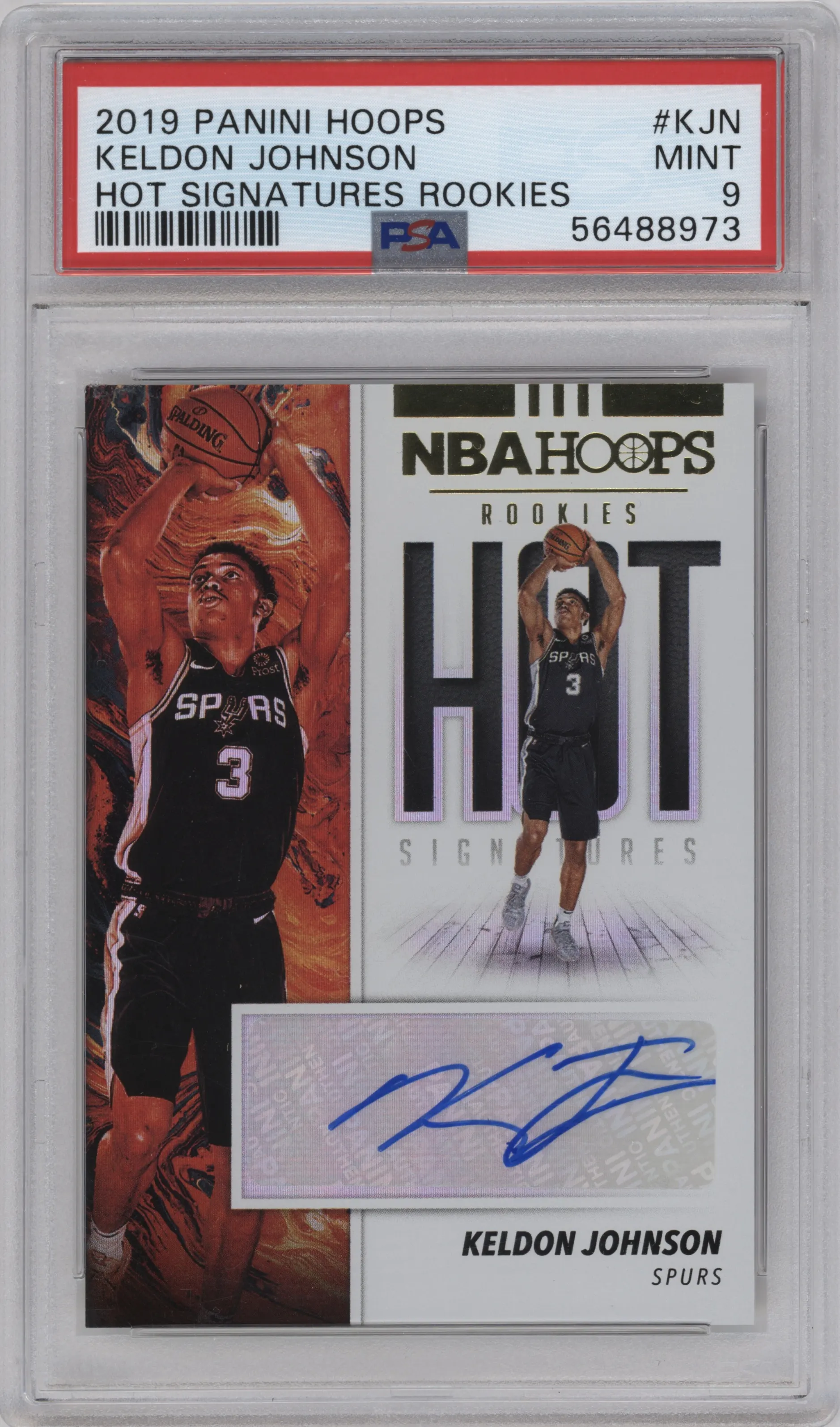Keldon Johnson from the 2019-20 Panini NBA Hoops set graded by PSA and given an overall grade of 9.