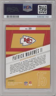 Patrick Mahomes II from the 2017 Panini Absolute set featuring a Retail parallel graded by PSA and given an overall grade of 9.