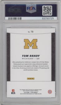 Tom Brady from the 2019 Panini Cyber Monday set graded by PSA and given an overall grade of 10.
