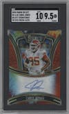 Chris Jones from the 2020 Panini Select set featuring a Tie-Dye parallel graded by SGC and given an overall grade of 9.5.