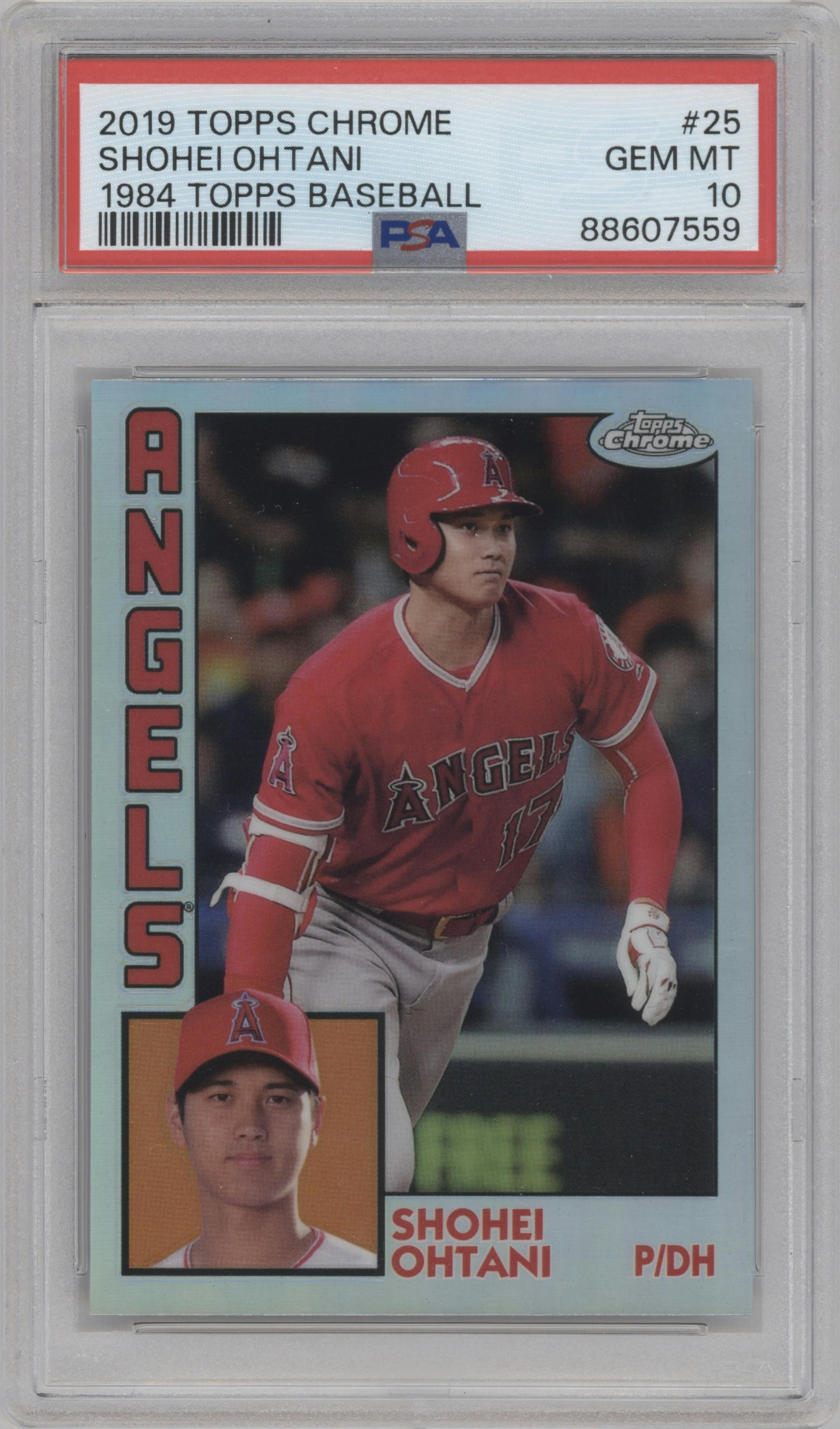 Shohei Ohtani from the 2019 Topps Chrome set graded by PSA and given an overall grade of 10.