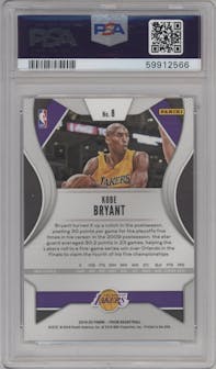 Kobe Bryant from the 2019-20 Panini Prizm set graded by PSA and given an overall grade of 9.