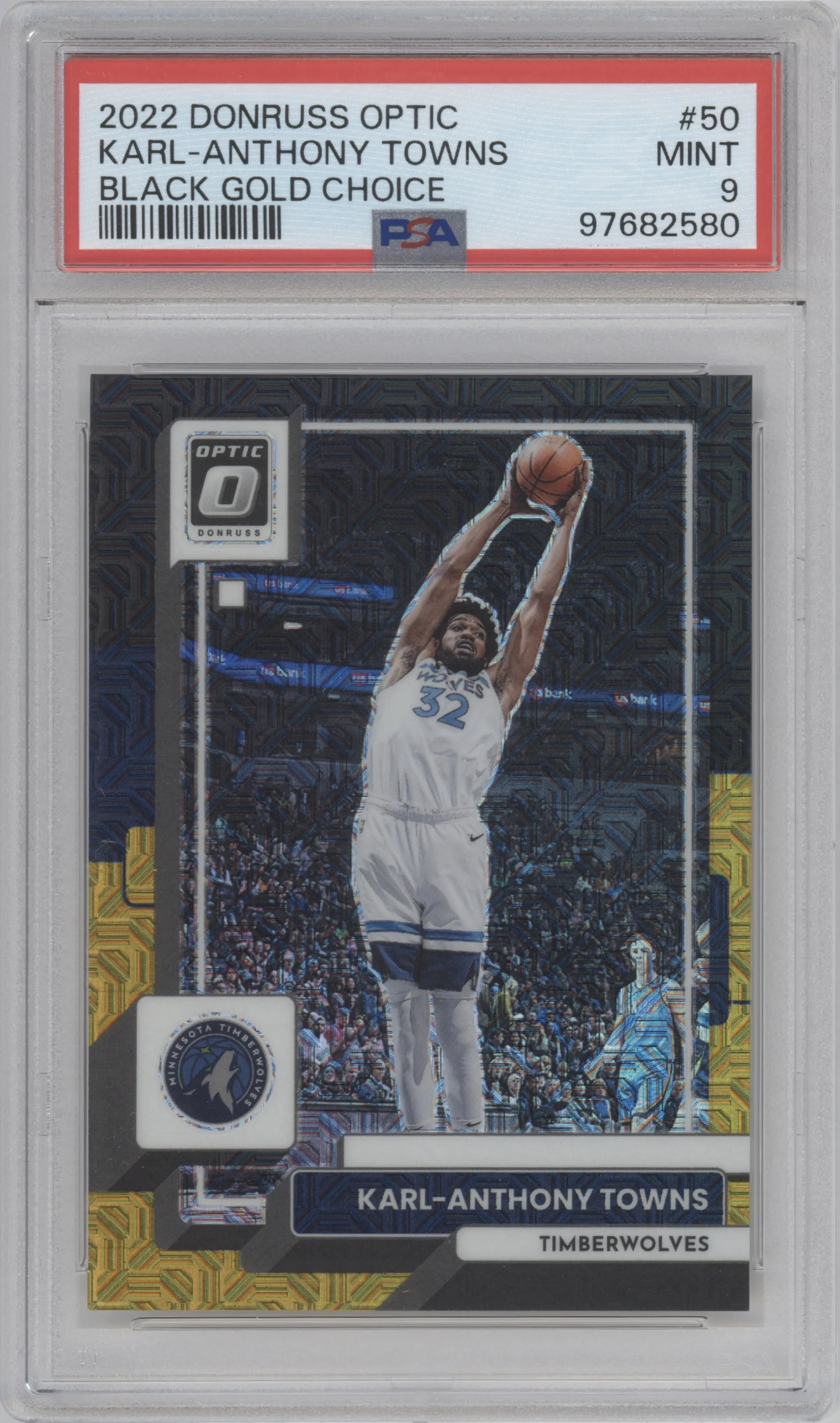 2022 Panini Donruss Optic Karl-Anthony Towns Choice Black/Gold PSA 9