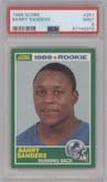 Barry Sanders from the 1989 Score set graded by PSA and given an overall grade of 9.