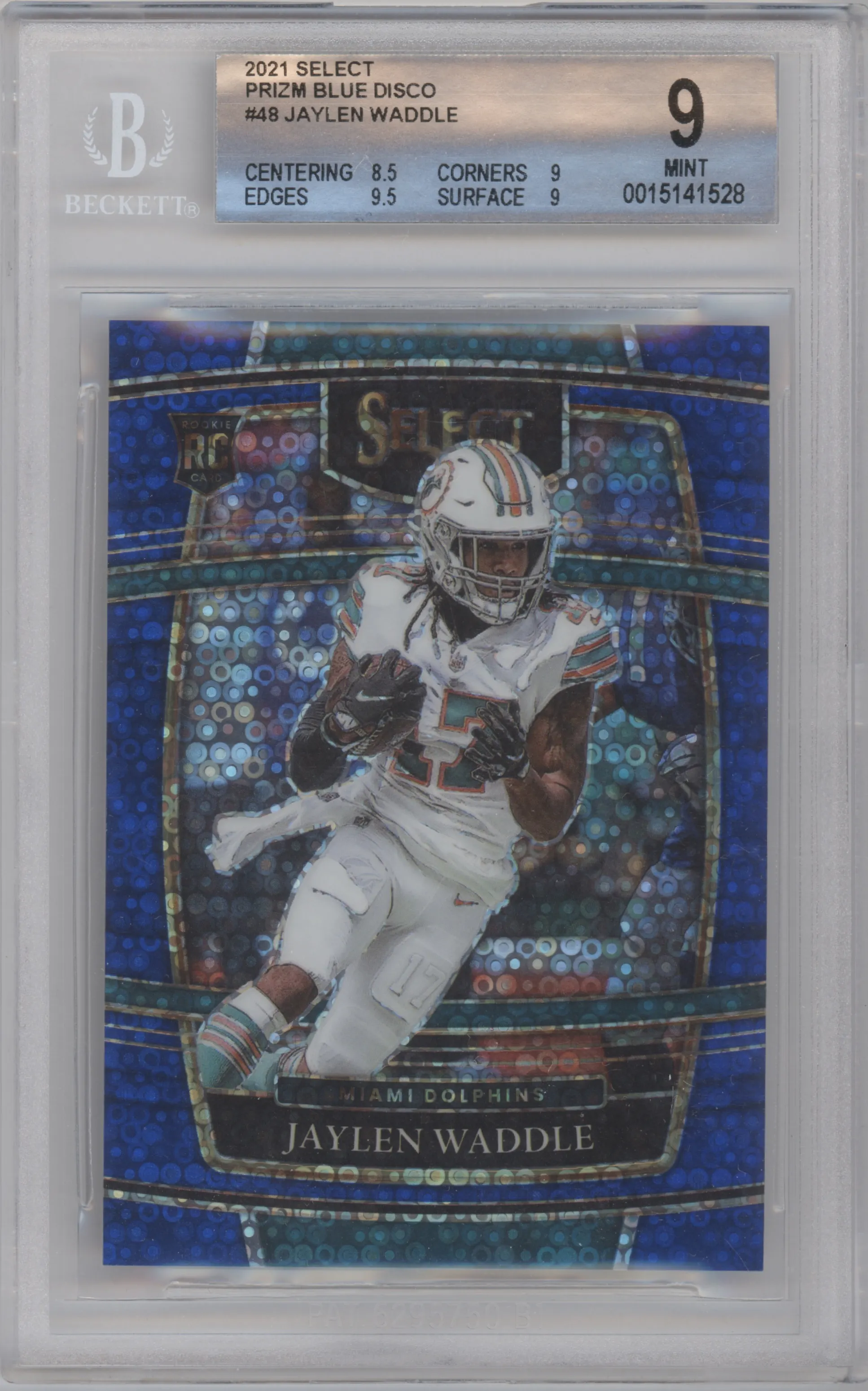 2021 Panini Select Jaylen Waddle Disco Blue #48 BGS 9