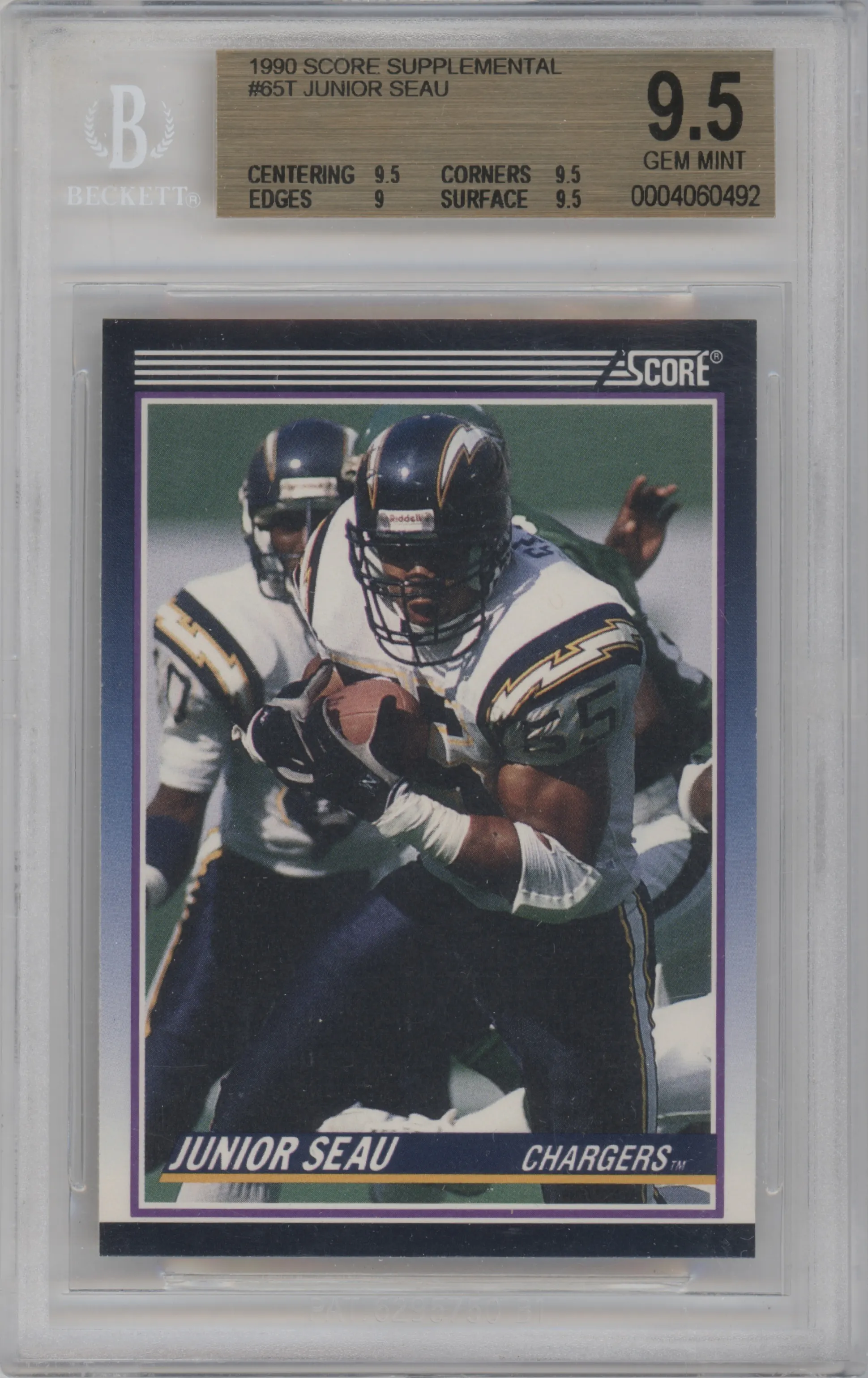 1990 Score Supplemental Junior Seau BGS 9.5