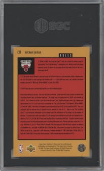 Michael Jordan  from the 1996-97 Upper Deck Collector's Choice set featuring a Gold (Series One) parallel graded by SGC and given an overall grade of 9.