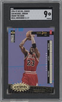 Michael Jordan  from the 1996-97 Upper Deck Collector's Choice set featuring a Gold (Series One) parallel graded by SGC and given an overall grade of 9.