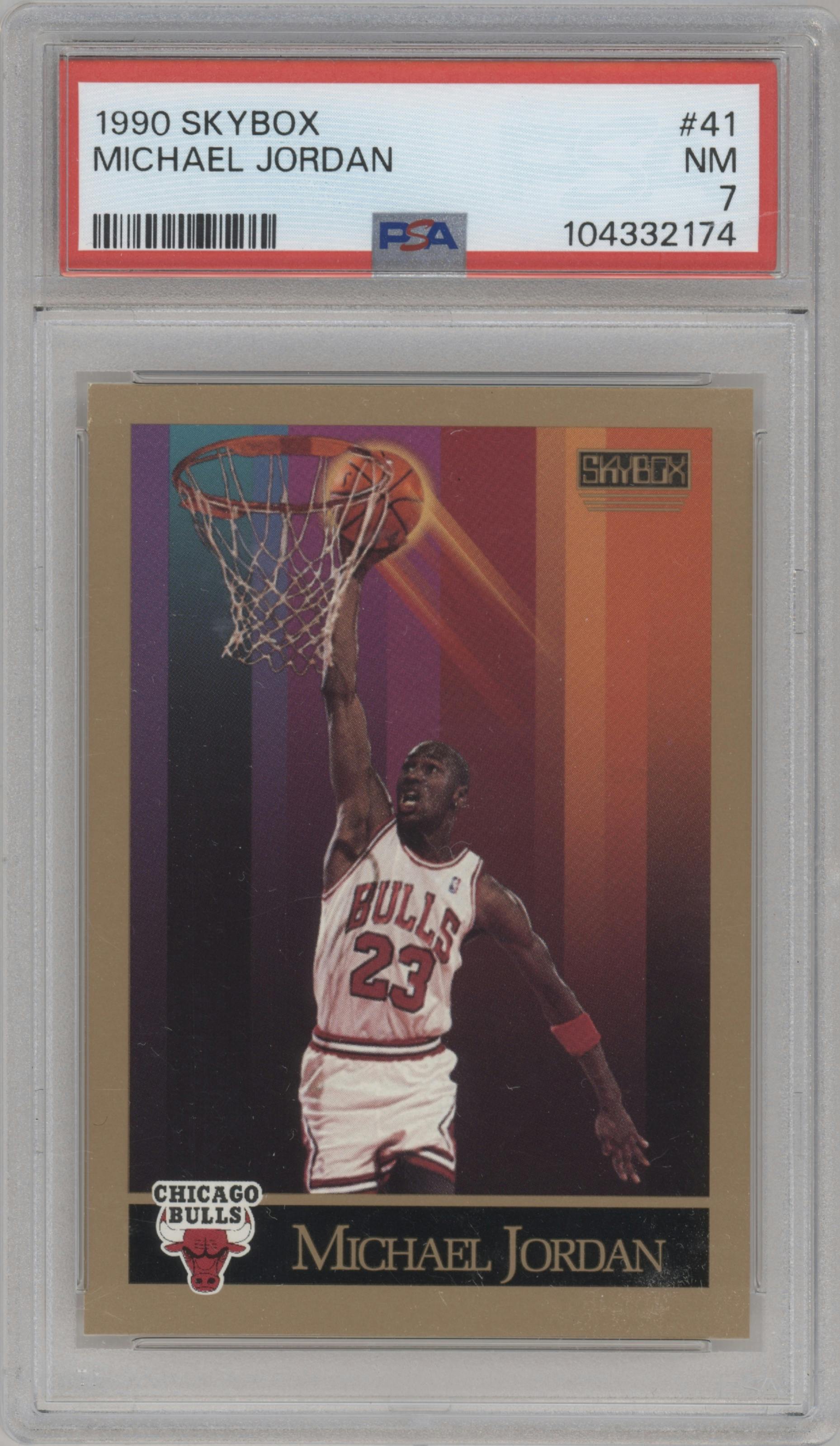 Michael Jordan  from the 1990-91 SkyBox  set graded by PSA and given an overall grade of 7.
