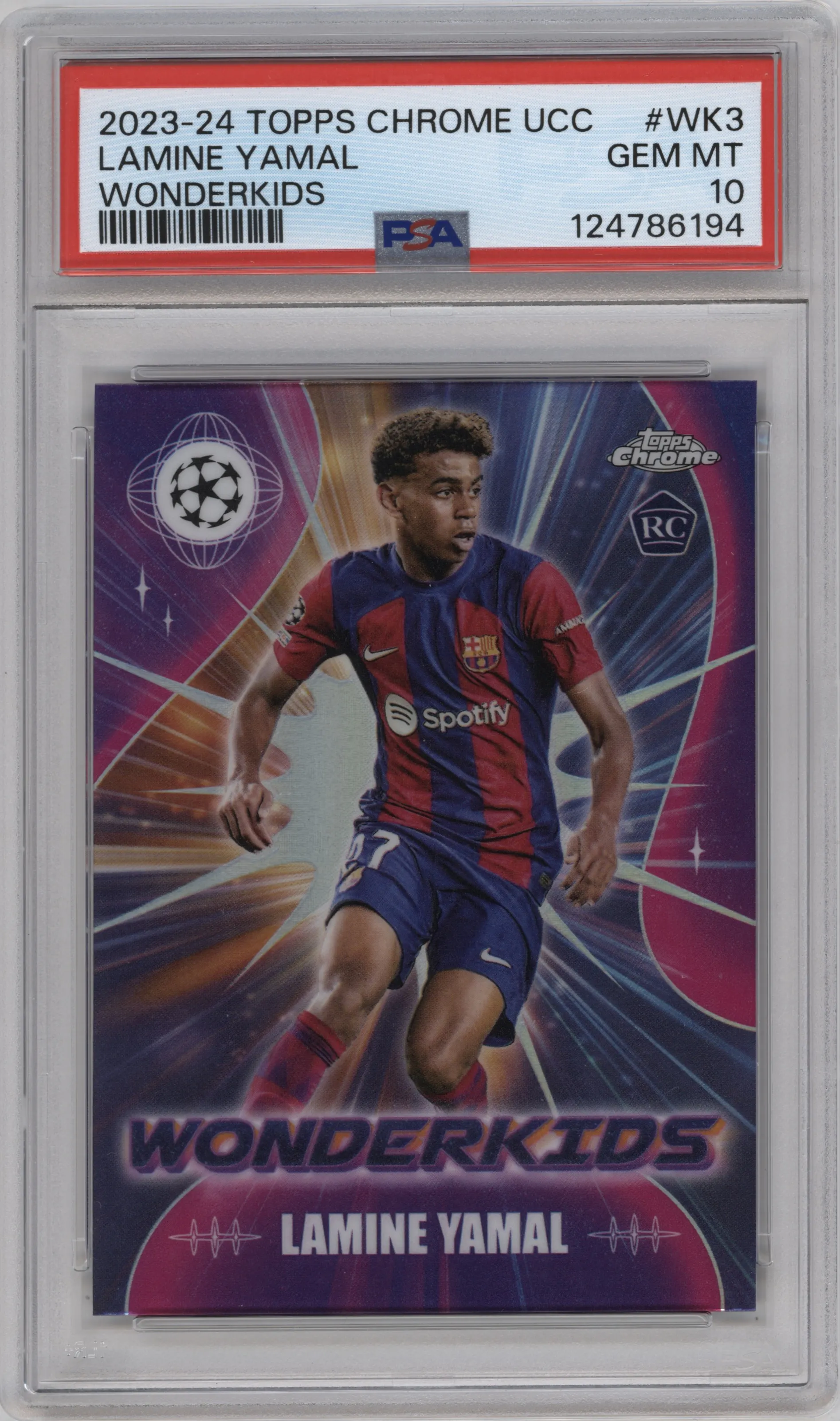 2023 Topps Chrome UEFA Club Competitions Wonderkids Lamine Yamal #WK-3 PSA 10