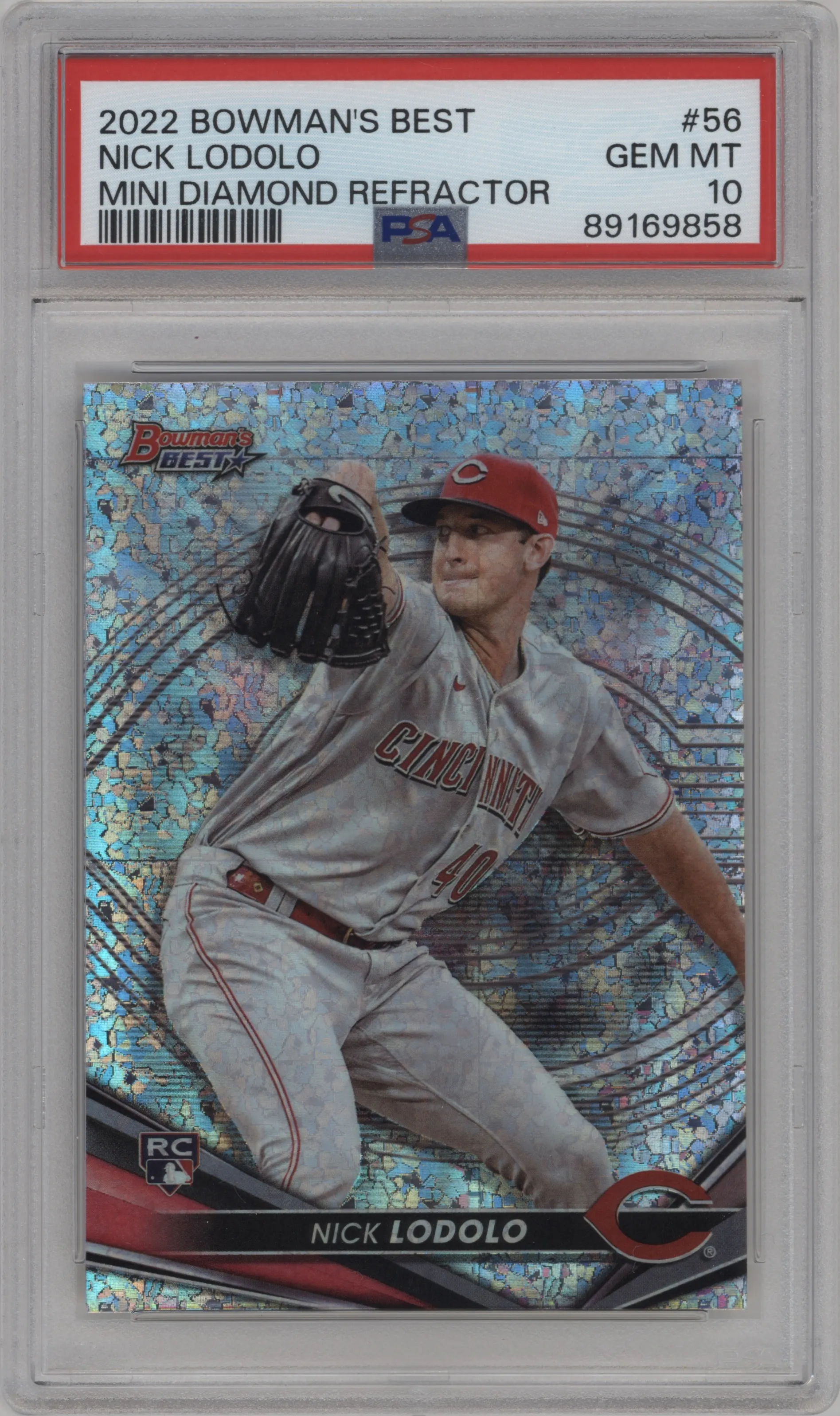 2022 Bowman’s Best Nick Lodolo Mini-Diamond Refractor PSA 10