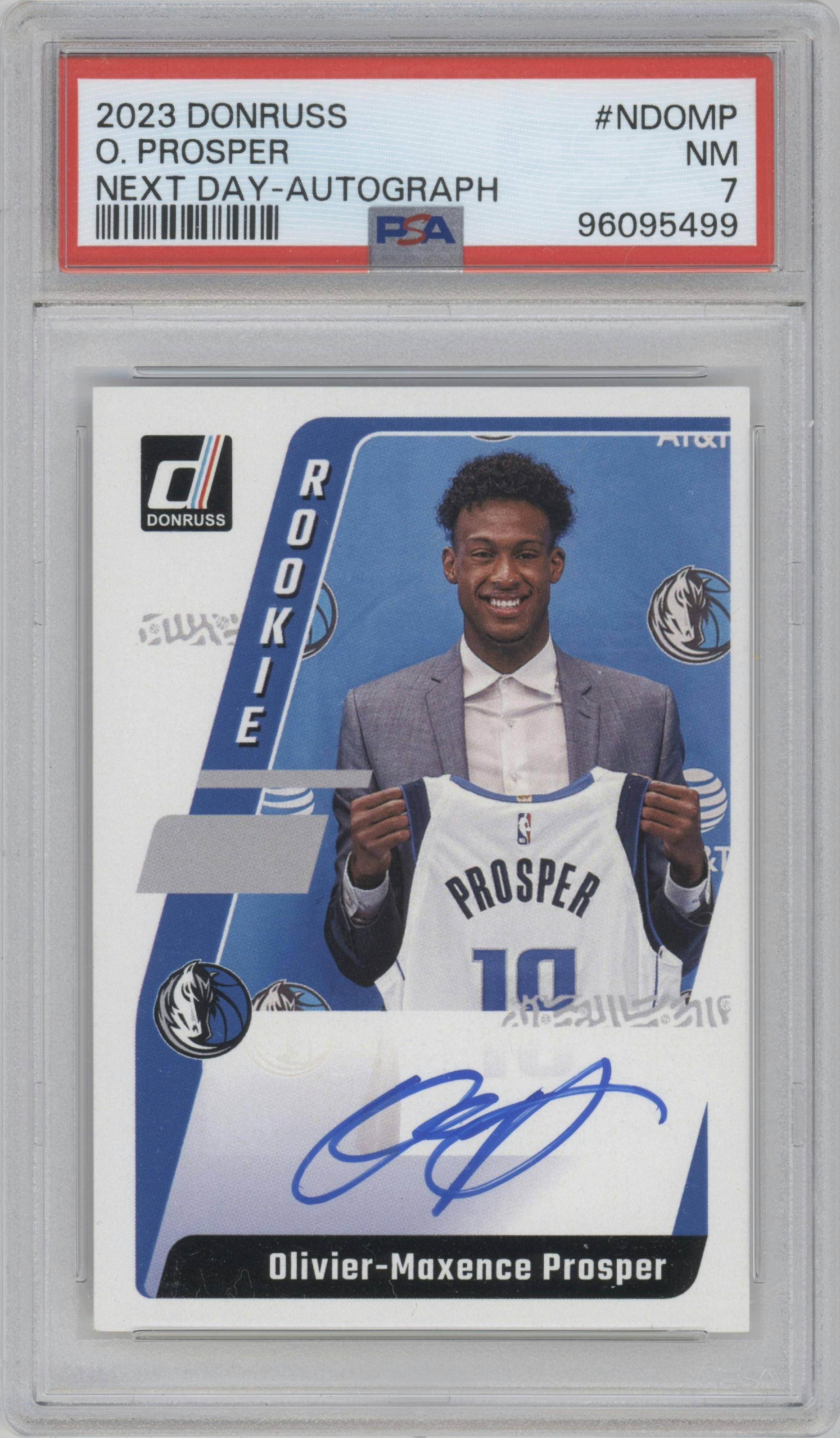 Olivier-Maxence Prosper from the 2023-24 Panini Donruss set graded by PSA and given an overall grade of 7.