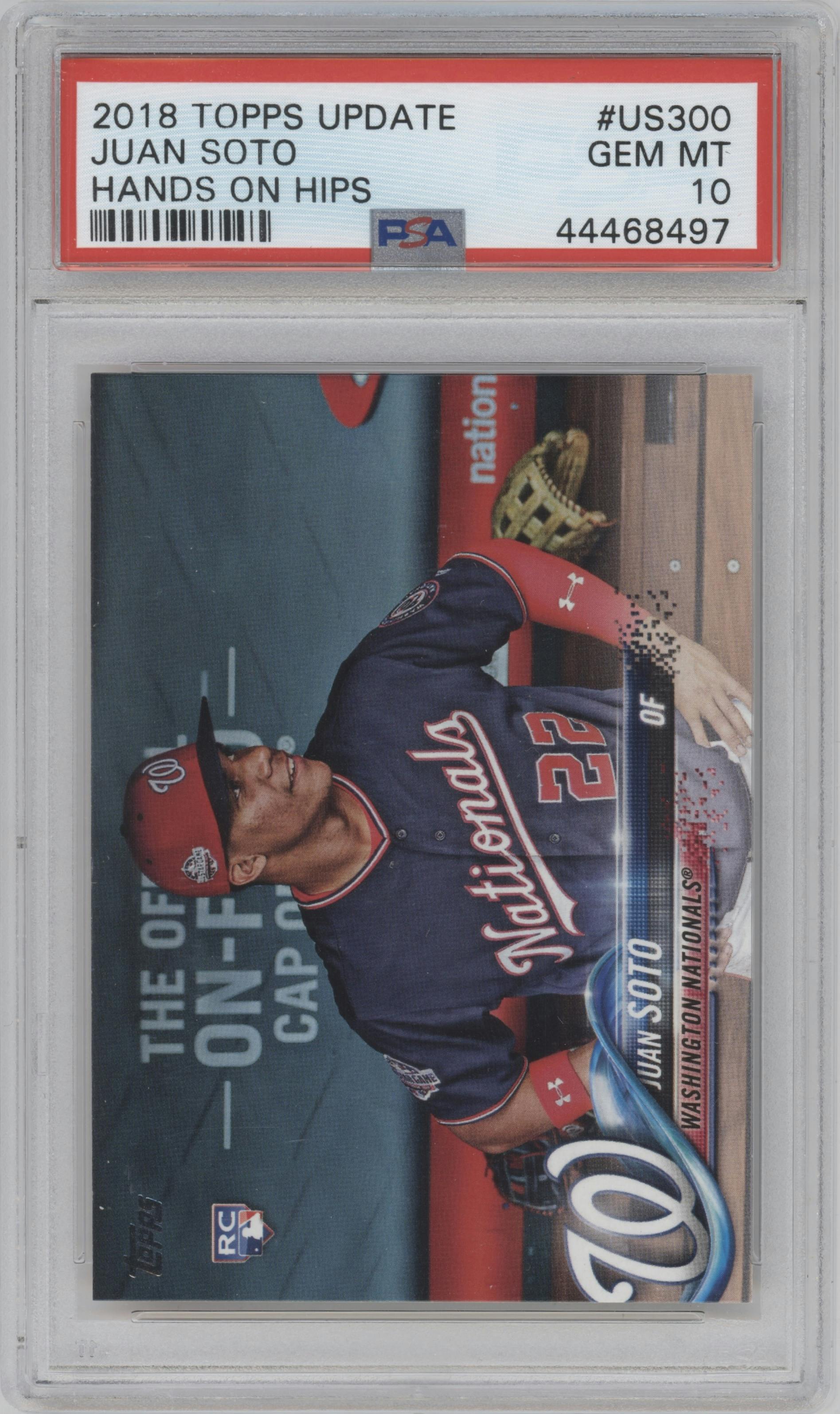 Juan Soto from the 2018 Topps Update set graded by PSA and given an overall grade of 10.