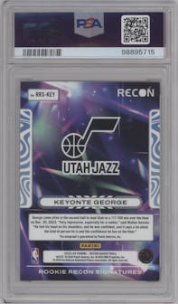 Keyonte George from the 2023-24 Panini Recon set featuring a Effect parallel graded by PSA and given an overall grade of 8.