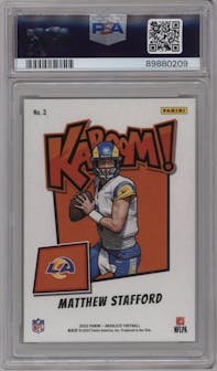 Matthew Stafford from the 2023 Panini Absolute set graded by PSA and given an overall grade of 10.
