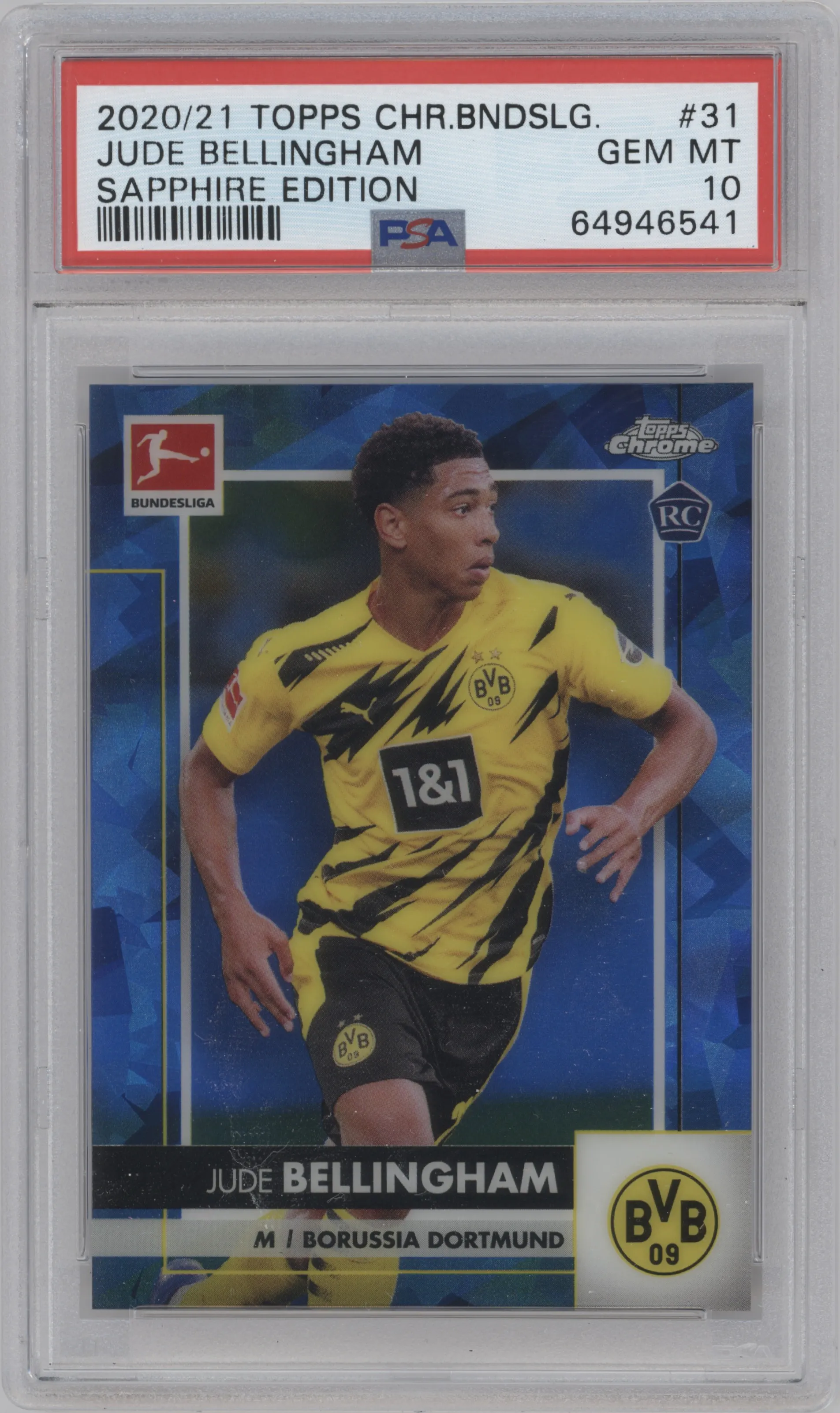 2020 Topps Chrome Sapphire Edition Bundesliga Jude Bellingham PSA 10
