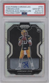 Jordan Love from the 2020 Panini Chronicles set graded by PSA and given an overall grade of 10.