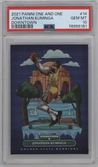 Jonathan Kuminga from the 2021-22 Panini One and One set graded by PSA and given an overall grade of 10.