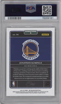 Jonathan Kuminga from the 2021-22 Panini One and One set graded by PSA and given an overall grade of 10.