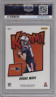 Drake Maye from the 2024 Panini Absolute set graded by PSA and given an overall grade of 10.