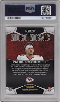 Patrick Mahomes II from the 2024 Panini Mosaic set graded by PSA and given an overall grade of 9.