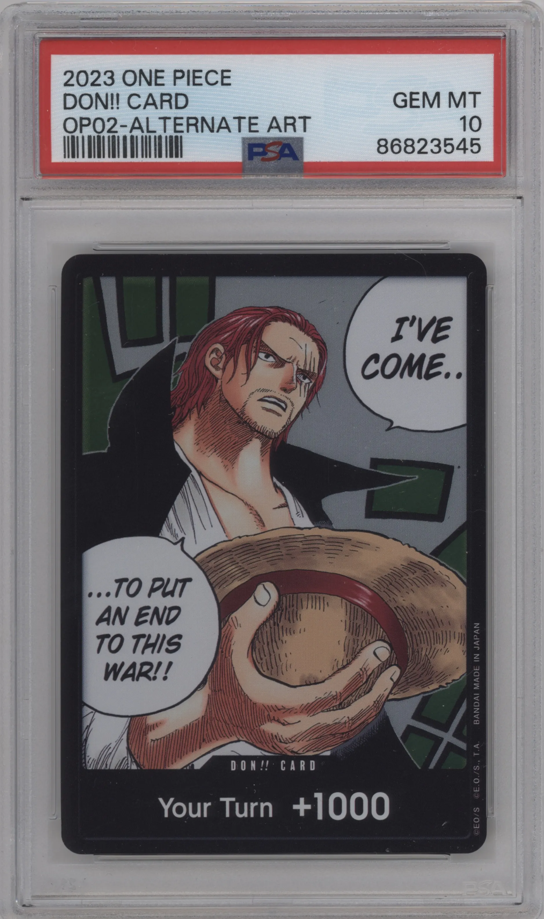 2023 One Piece Paramount War DON!! Card PSA 10