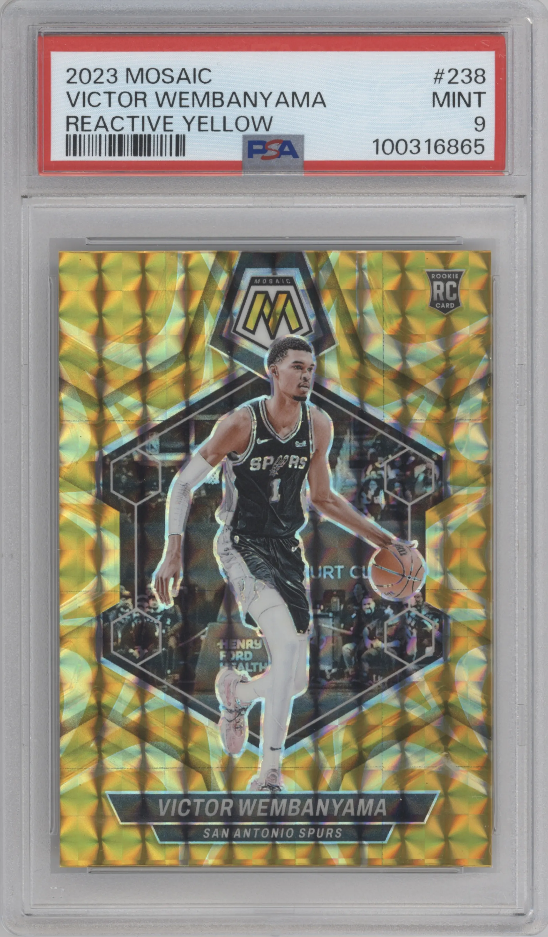 2023 Panini Mosaic Victor Wembanyama Reactive Yellow #238 PSA 9