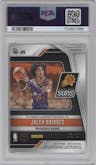 Jalen Bridges from the 2024-25 Panini Prizm set featuring a Gold Shimmer Prizms FOTL parallel graded by PSA and given an overall grade of 10.