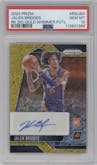 Jalen Bridges from the 2024-25 Panini Prizm set featuring a Gold Shimmer Prizms FOTL parallel graded by PSA and given an overall grade of 10.